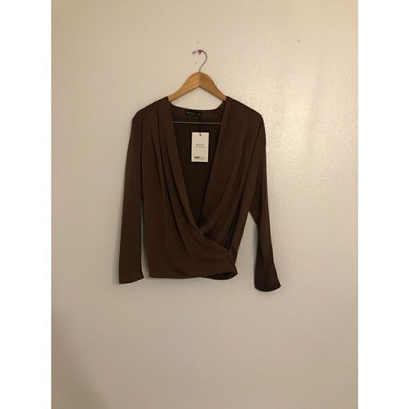5/$25 SALE Brand New Shein Motf Premium Straight Fit Draped Top in Coffee Brown - Picture 5 of 16